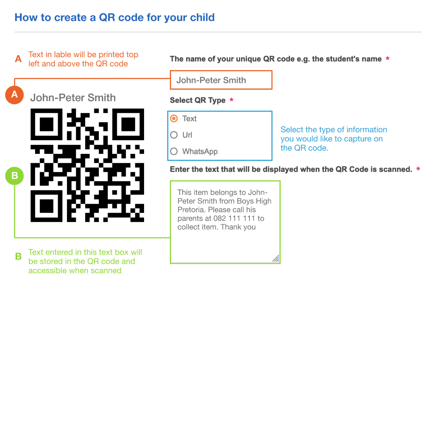 Picture of School clothes & apparel QR labels